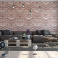 Brick-wall living room.