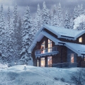 Winter house in the forest