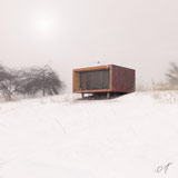 Sauna in winter landscape