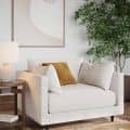 3D rendering of stylish white furniture in a cozy living room