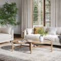 3D rendering of stylish white furniture in a cozy living room