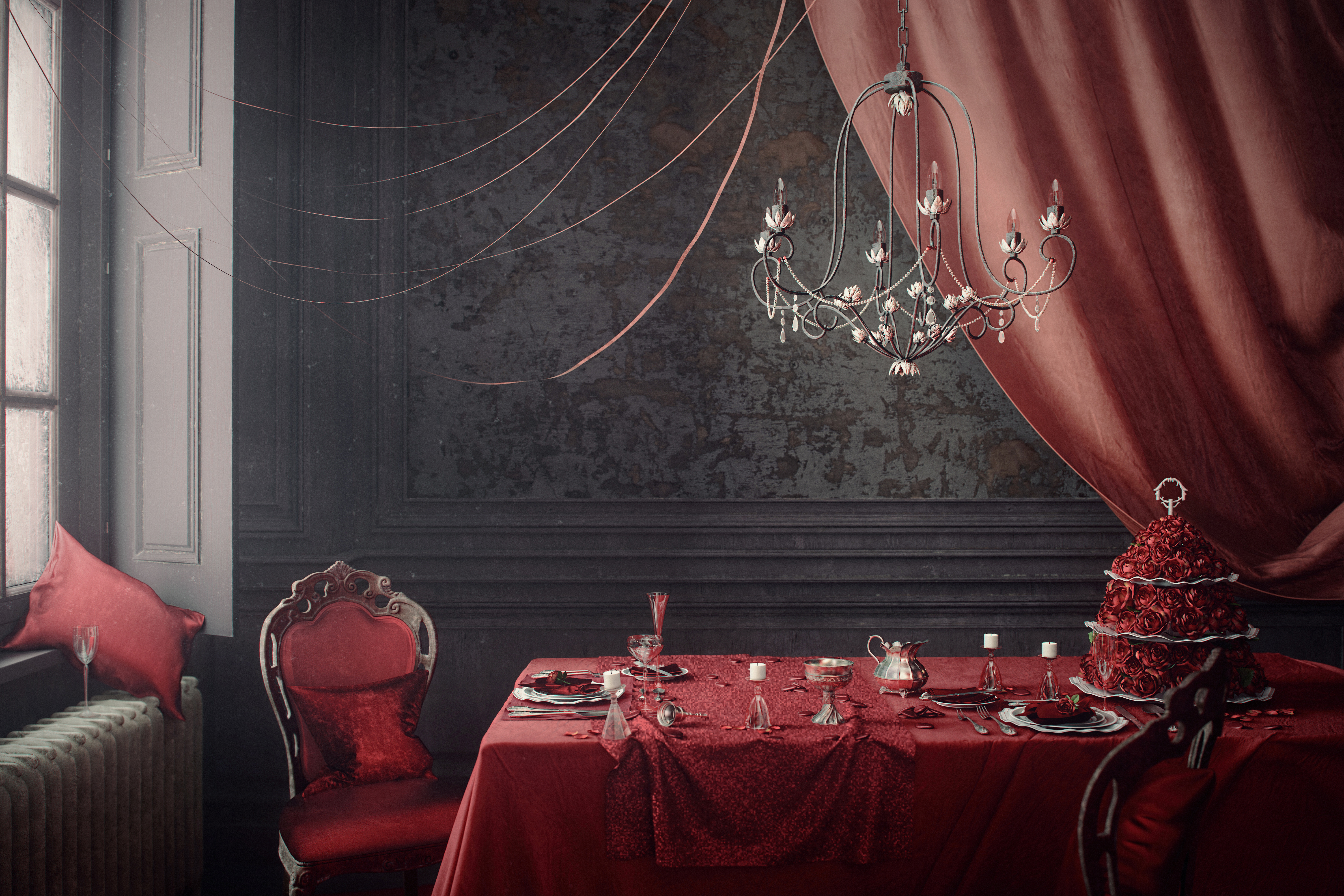 red-dining-room