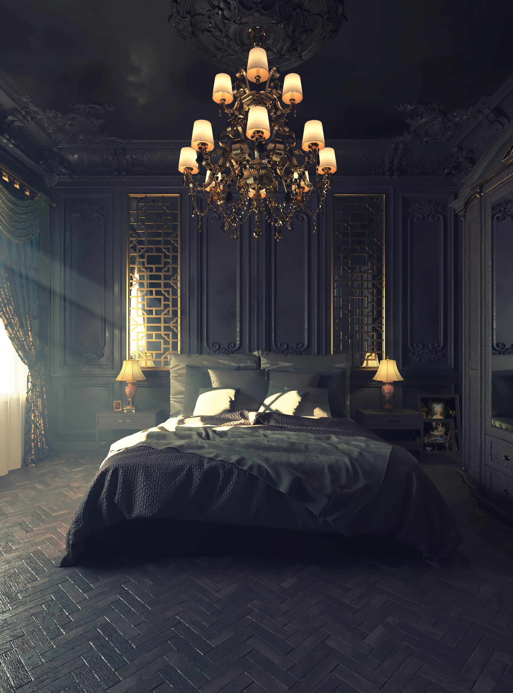 Темная красивая комната. Викторианская Готика интерьер темный. Викторианская Готика спальня. Спальня в темных тонах. Готический интерьер комнаты.