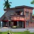 Mixed brick wall house design in 3ds max
