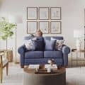 3D Renders of a Blue Sofa in a Light Interior