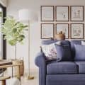 3D Renders of a Blue Sofa in a Light Interior