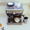 3D rendering of a coffee machine in a stylish kitchen