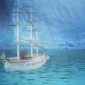 Ship In Island 3d Render