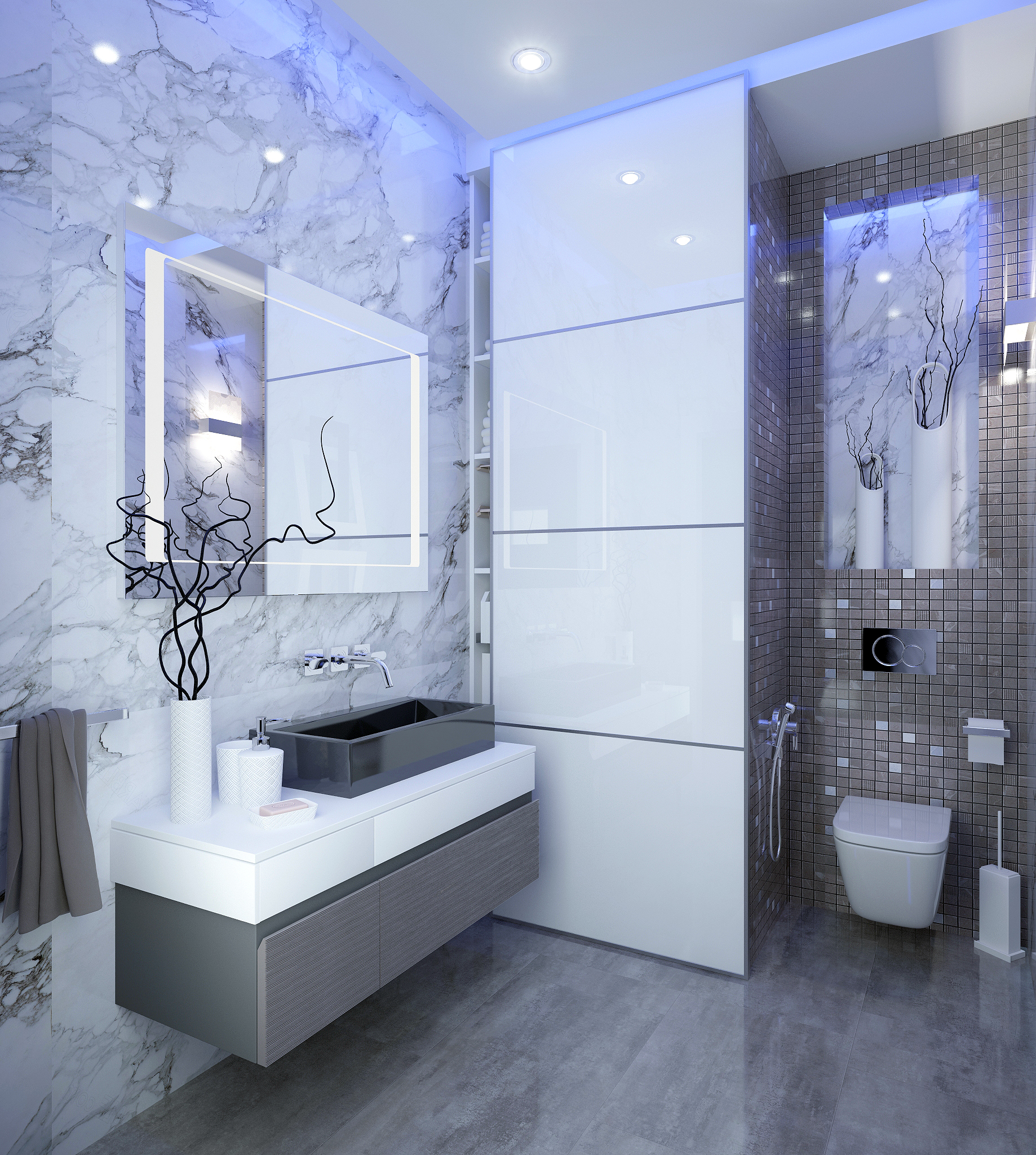 Интерьер ванной комнаты с ванной 2022