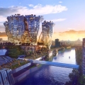 Visualization futuristic complex in Moscow City
