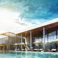 Modern Club house Swimming Pool Vray 3D Exterior.