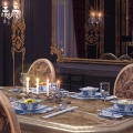 black and gold dining room