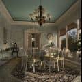 a room with pastel colors