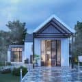 3d render - model of the villa(rainy)
