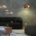 Dark grey and copper living room