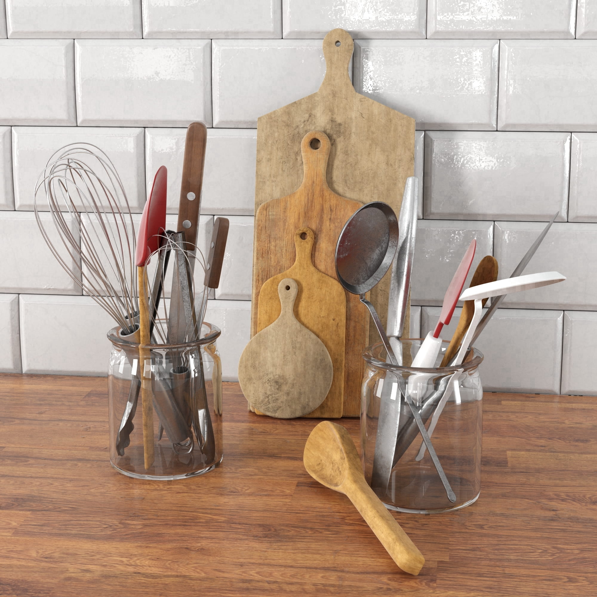 Set of 5 kitchen accessories 3D model