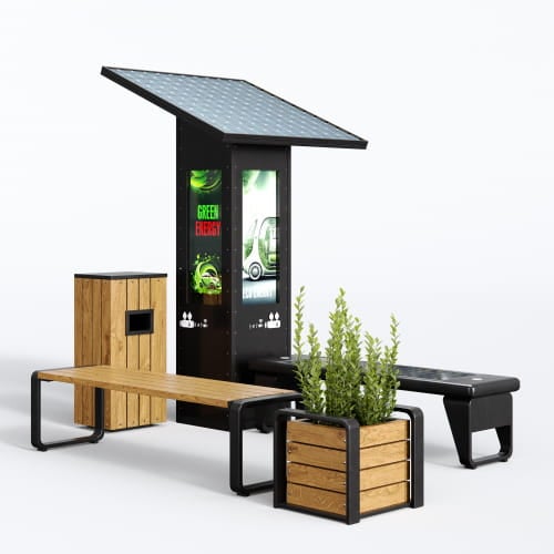 eco benches trash bin solar panel 1 AM285 Archmodels