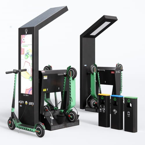 eco charging station scooter trash bin 4 AM285 Archmodels