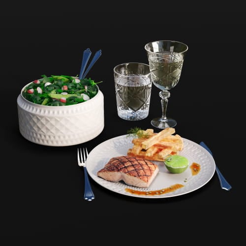 meal salad salmon drinks 42 AM289