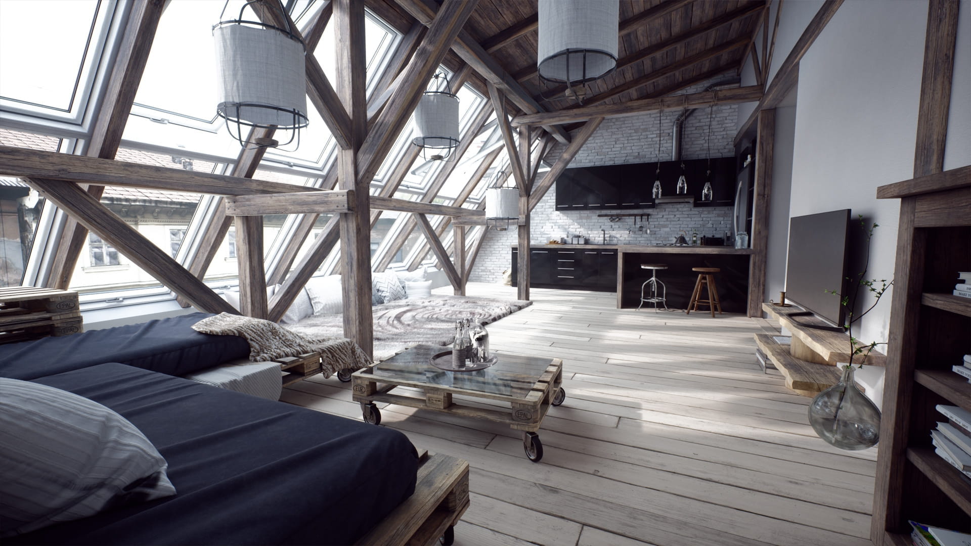 Interior scene real-time global illumination in Unreal Engine 5 with Lumen