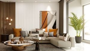 Interior styling in 3D: books, plants, and personal touches