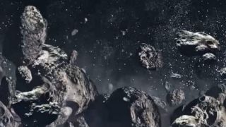 Creating fly-by through an asteroids field