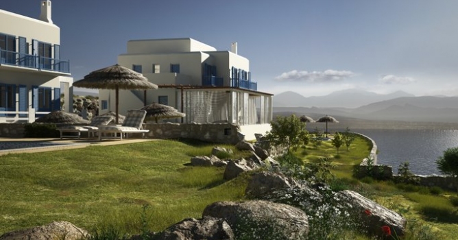 Making of Greek luxury villas scene