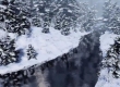 Create a snowy forest river in Blender