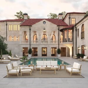 Mansion with garden furniture