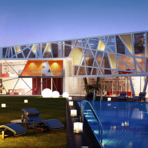 modern villa at night