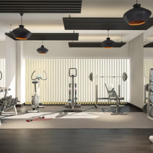 mini gym interior at apartment.