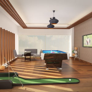 Indoor games interior at apartment.