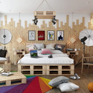 Amazing " Wooden Bedroom " for Photographer.