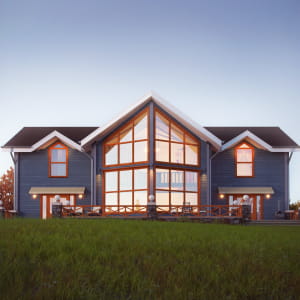Blue timber home