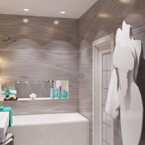 Turquoise accent in bath room