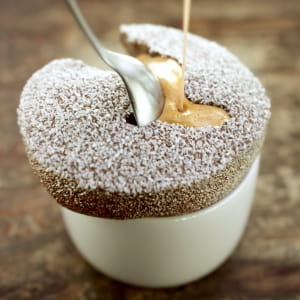Chocolate Soufflé filled with Crème Anglaise