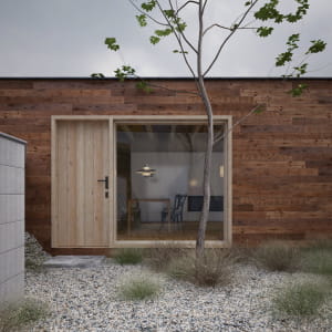 Cantilevered timber house