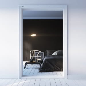 black and white bedroom