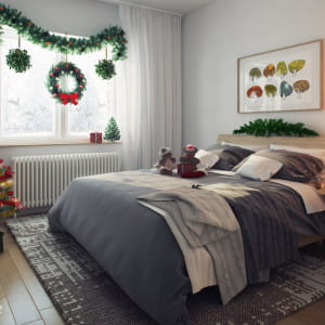 Small bedroom. Merry Christmas