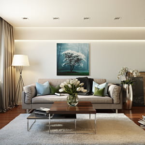 Beige Living Room: 3d Visualization