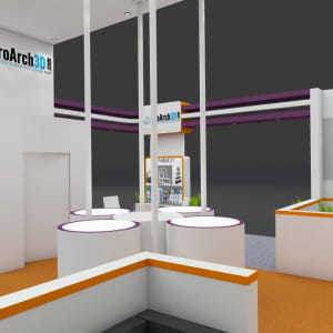 Exhibition stall 3d model free 8×8 3 side open
