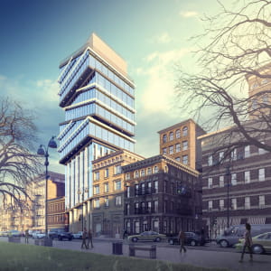 Architectural 3D visualization of the Business Center project, NYC. The USA.