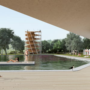 Urban park and bio open-air swimming pool.