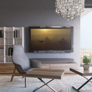 Flat interior in dark, yellow and more
