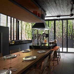 Industrial Kitchen and Living Room