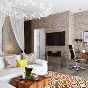 3D Interior Rendering of a Hotel Room Design