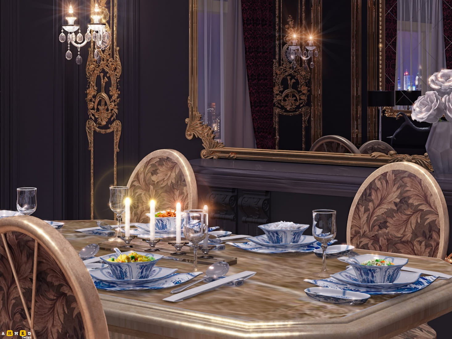 black-and-gold-dining-room