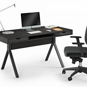Outsource 3D Modeling Services for a Black Office Table and Chair Design by ArchiCGI