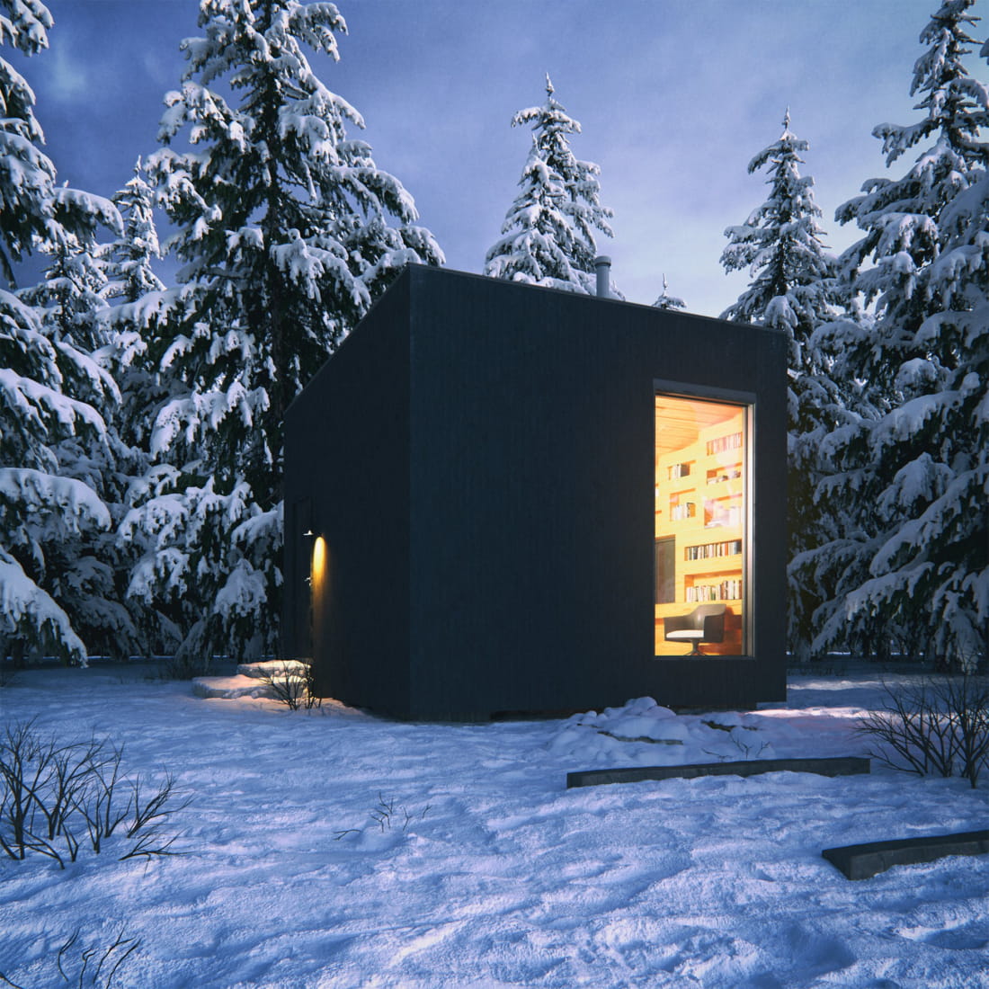 winter-guest-house-in-woods
