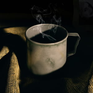 End of winter With a cup of hot tea